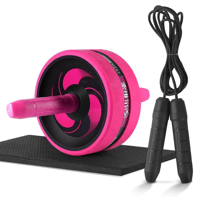 2-in-1 Ab Roller and Jump Rope Set with Mat - Noiseless Abdominal Wheel for Arm, Waist, Leg Exercises and Gym Fitness